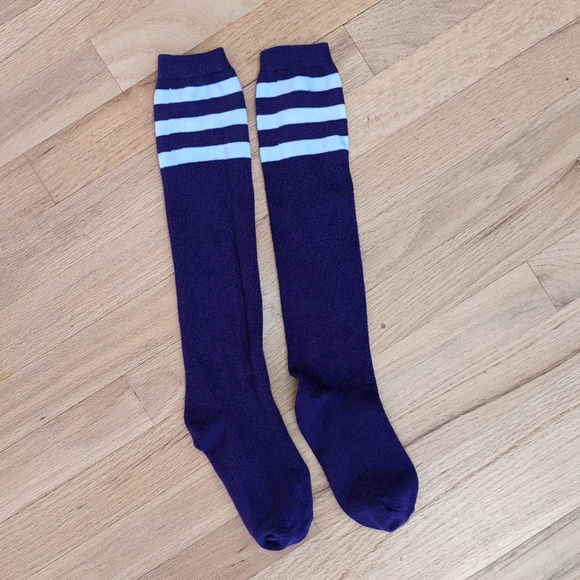 Accessories - Purple with White Stripes Athletic Cosplay Knee High Socks